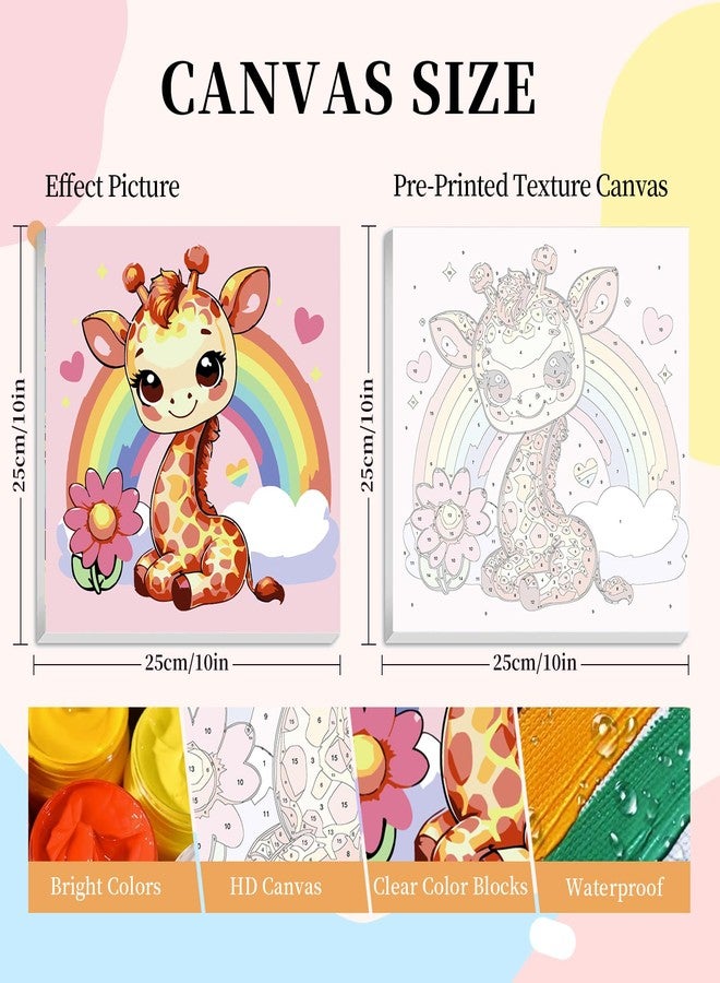 Camocin Framed Paint by Numbers Kit for Kids Ages 8-12, Easy Giraffe Paint by Numbers for Kids with Frame Ages 4-8, DIY Rainbow Painting by Number Kid for Beginners Framed for Gift 10 x 10 Inch - Image 3